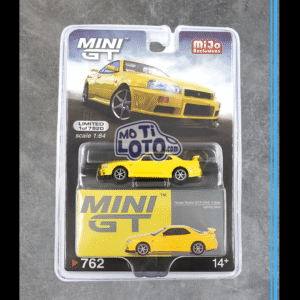 Mini GT  - Nissan Skyline GT-R R34 V-Spec Lightning  Yellow Blister